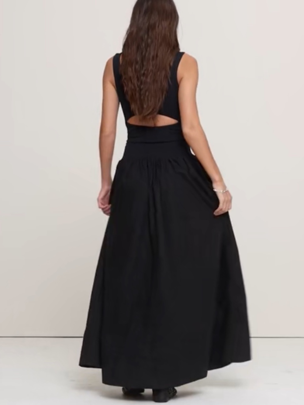 SCULPTED-STRETCH + COTTON POPLIN MAXI DRESS - Picture 4 of 9